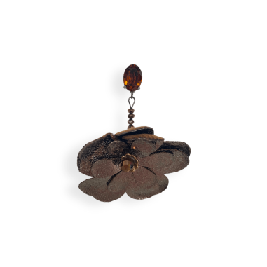 Orecchini con fiore in ecopelle bronzo