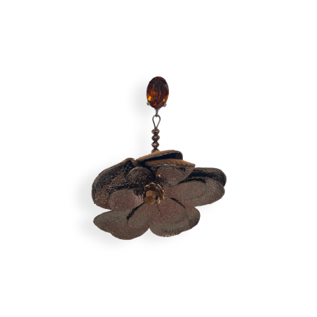 Orecchini con fiore in ecopelle bronzo
