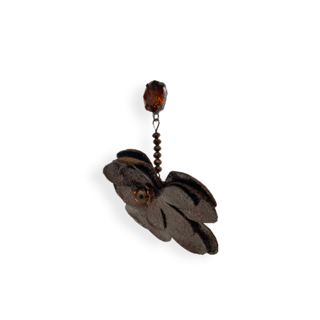 Orecchini con fiore in ecopelle bronzo