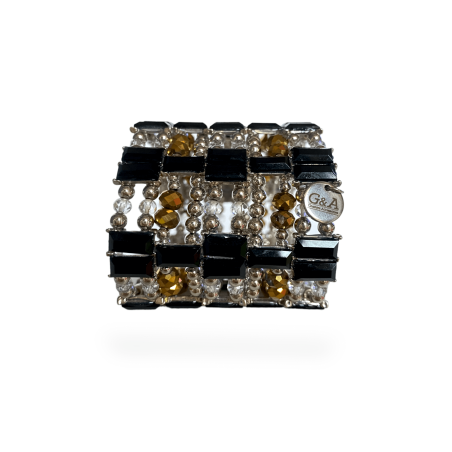 Bracciale a fascia con cristalli neri