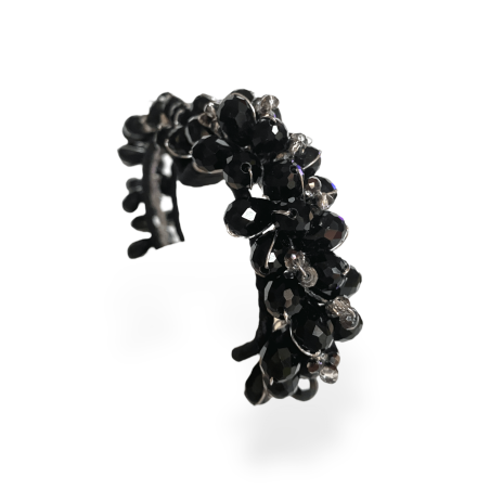 Bracciale nero con cristalli