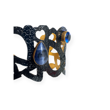 Bracciale in ottone nero con tanzanite