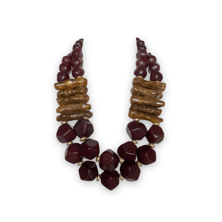 Collana doppio filo color vinaccio