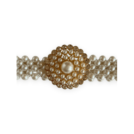Cintura con perle e fibbia gioiello
