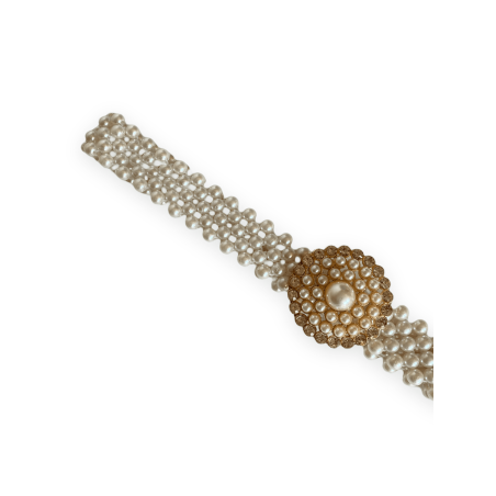 Cintura con perle e fibbia gioiello