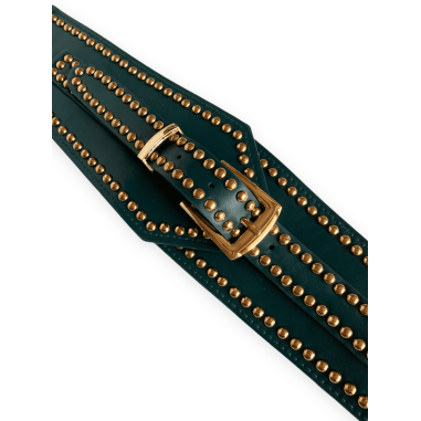 Cintura verde foresta con borchie