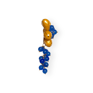 Orecchini floreali blu e giallo