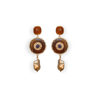 Orecchini in legno con perla