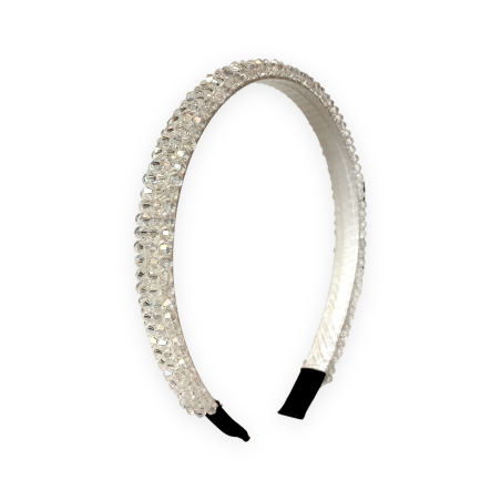 Cerchietto gioiello bianco con cristalli