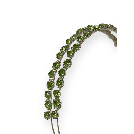 Doppio cerchietto gioiello con cristalli verdi