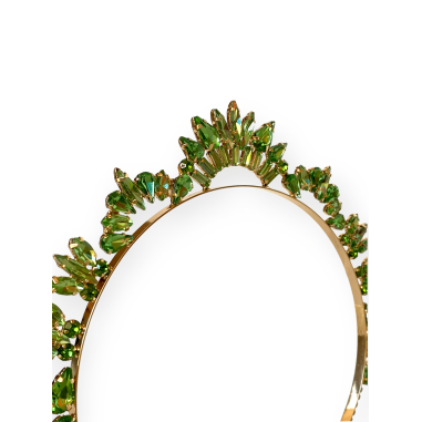Cerchietto tiara verde con cristalli