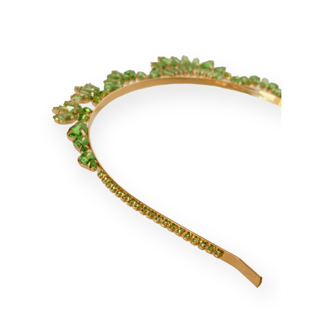 Cerchietto tiara verde con cristalli
