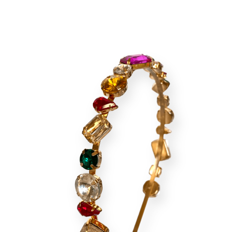 Cerchietto gioiello multicolor con cristalli