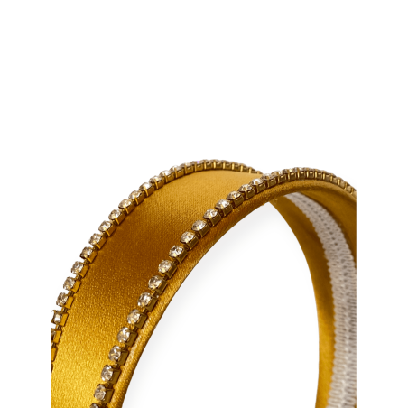 Cerchietto in raso oro con cristalli