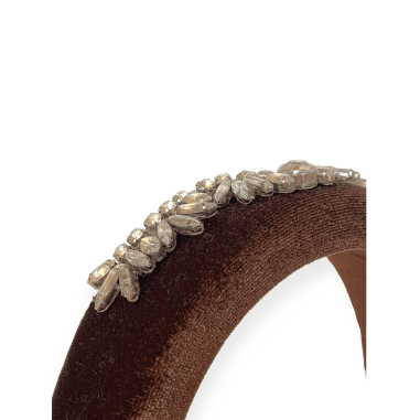 Cerchietto bombato in velluto marrone...