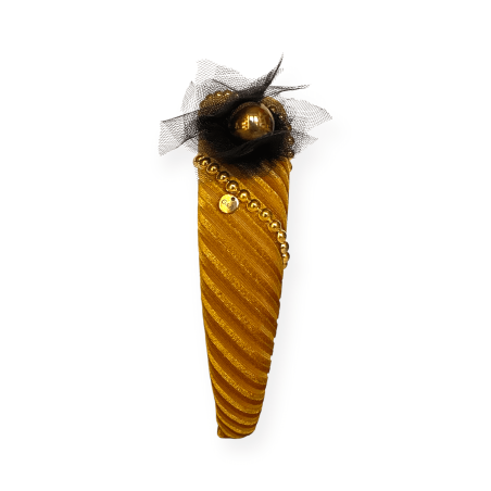 Cerchietto bombato in velluto a coste senape