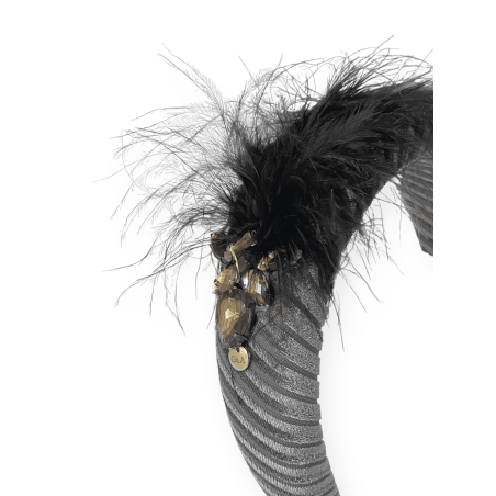 Cerchietto bombato gioiello in velluto grigio