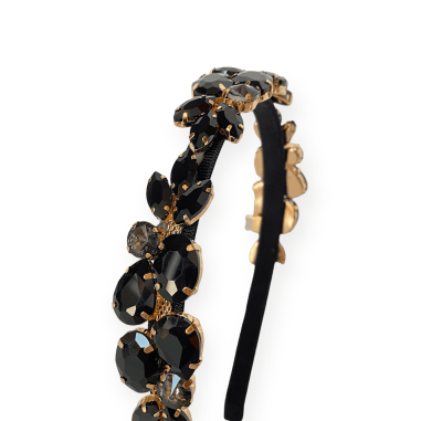 Cerchietto gioiello nero con cristalli