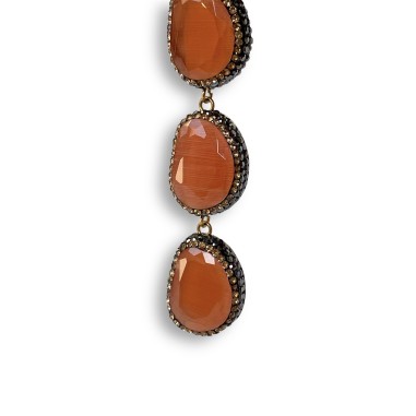 Orecchini lunghi in quarzo color salmone