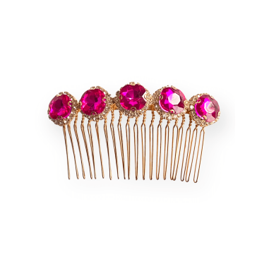 Pettinessa dorata con cristalli fucsia