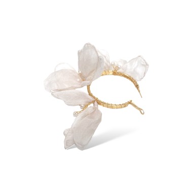 Orecchini a cerchio dorati con petali