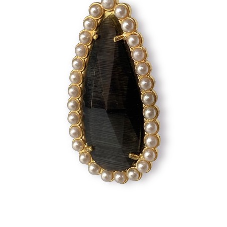 Orecchino a goccia in quarzo e perle