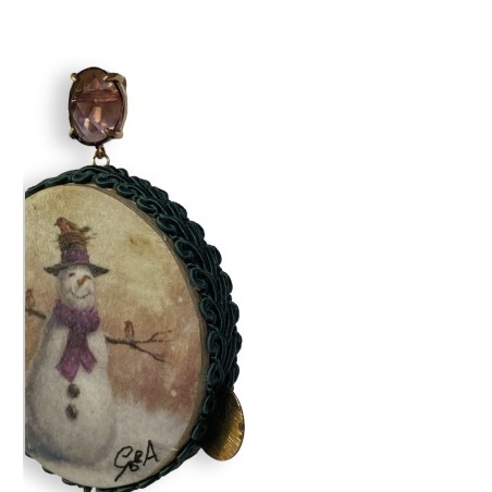 Orecchini a tamburo con pupazzo di neve