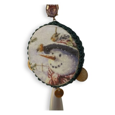 Orecchini a tamburo con pupazzo di neve