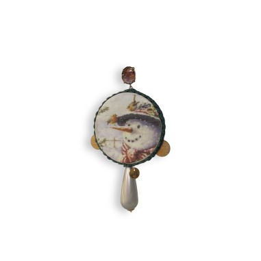 Orecchini a tamburo con pupazzo di neve