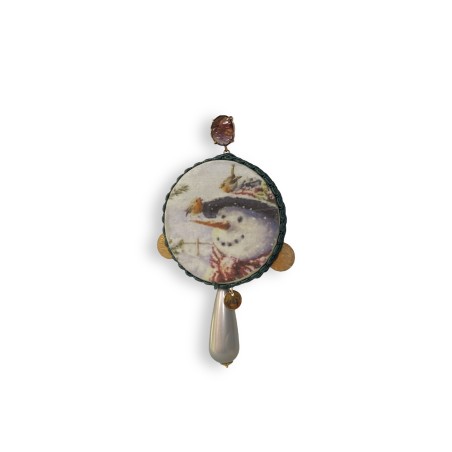 Orecchini a tamburo con pupazzo di neve