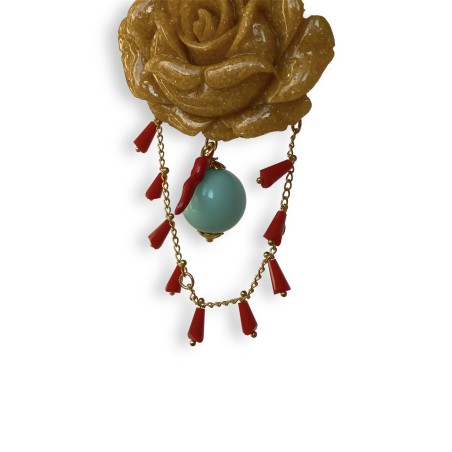 Orecchini con rosa color senape