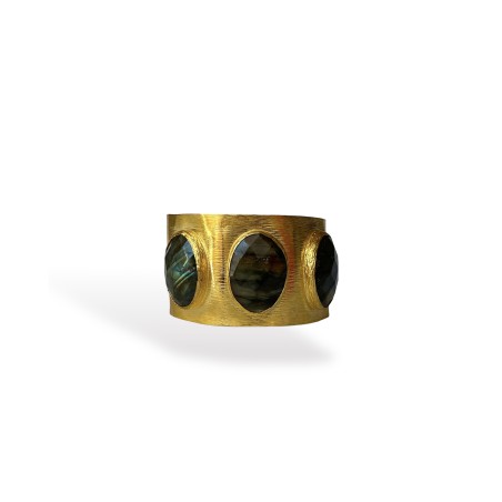 Bracciale in ottone con labradorite marrone