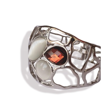 Bracciale argentato con pietre