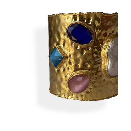 Bracciale in ottone con pietre multicolor