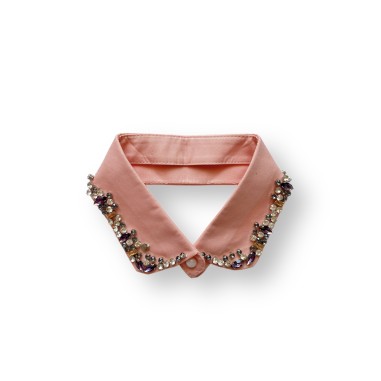 Colletto gioiello rosa con pietre multicolor