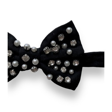 Papillon gioiello nero con perle