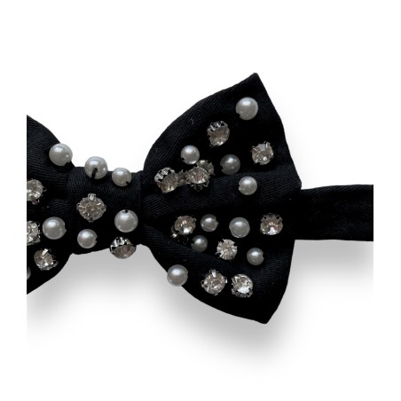 Papillon gioiello nero con perle