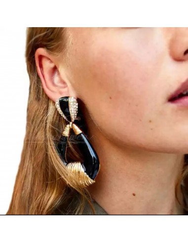 Orecchini smaltati neri con strass