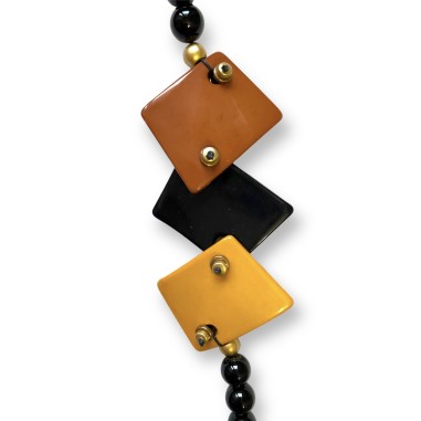 Collana lunga nera tricolore