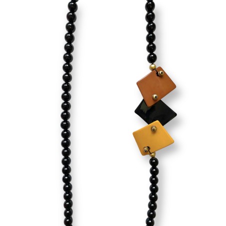 Collana lunga nera tricolore