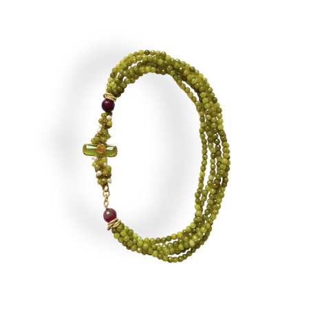 Collana multi filo verde e viola