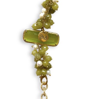Collana multi filo verde e viola