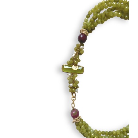 Collana multi filo verde e viola