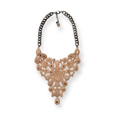 Collana extra con cristalli oro e beige
