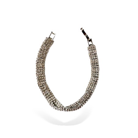 Bracciale sottile con strass argento