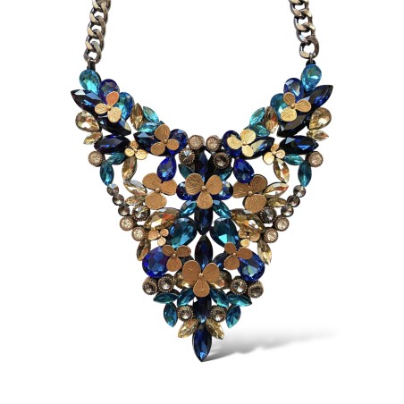 Collana extra con cristalli blu e oro