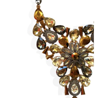 Collana extra con cristalli oro e beige