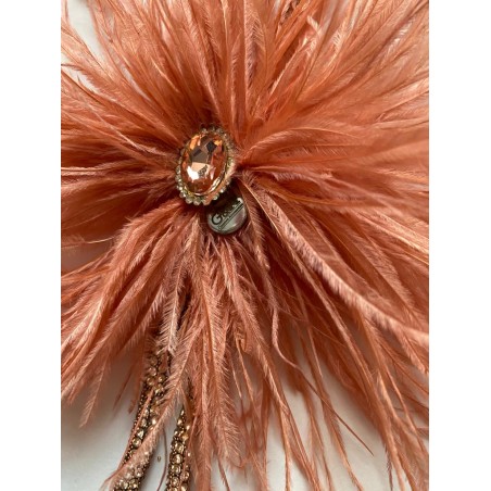 Collana lunga con piuma oro rosa