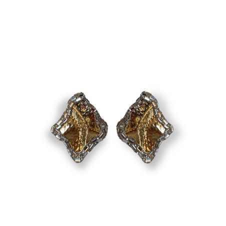 Orecchini foglia dorata con cristalli