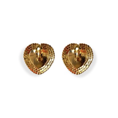 Orecchino a cuore con cristalli oro